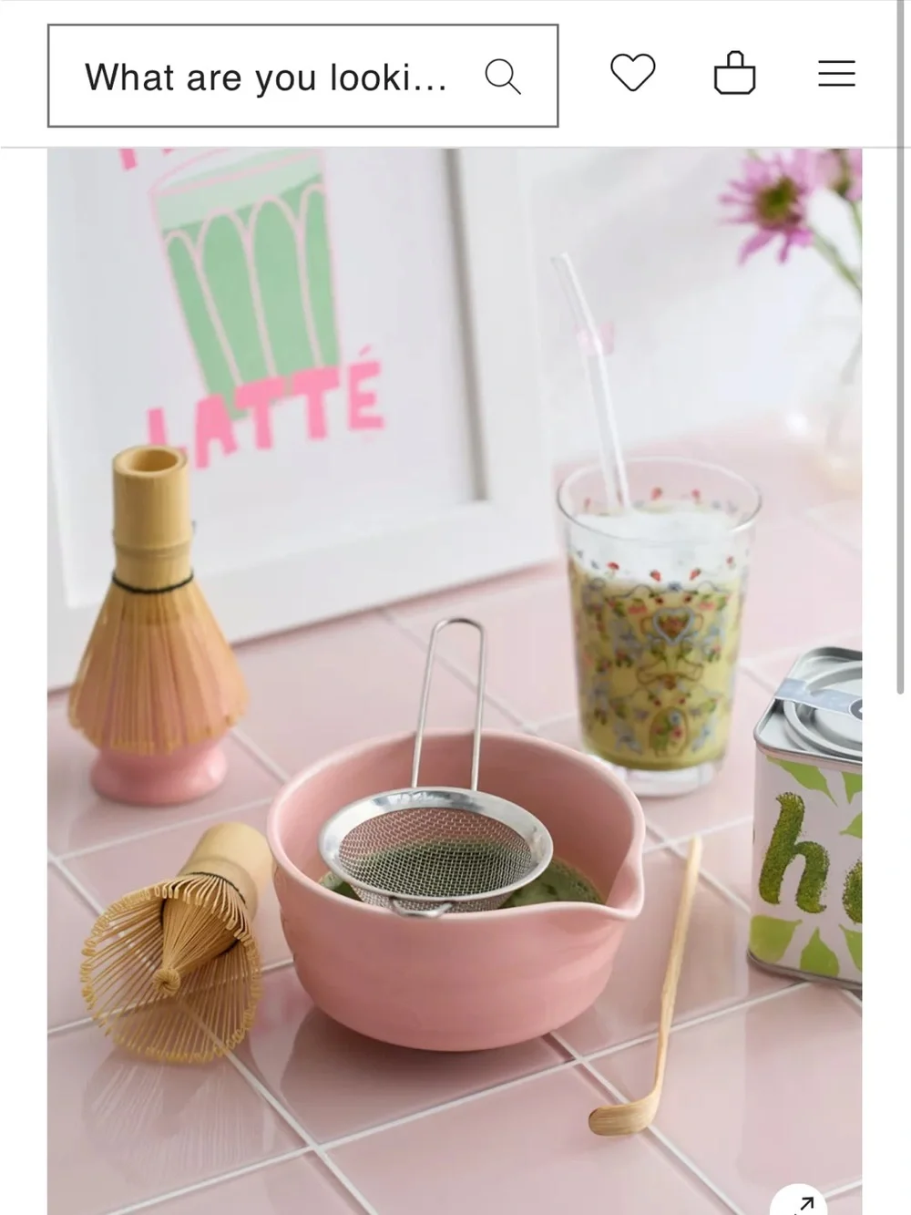 Pink Ceramic Matcha Bowl and Holder Set (with Strainer, Bamboo Whisk and Scoop)